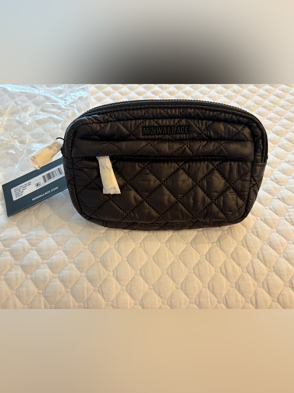 NWT MZ Wallace Black Quilted Nylon Metro Bag Belt